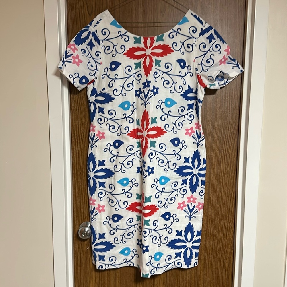 Boden Mosaic Patterned Linen Dress - Size 12L